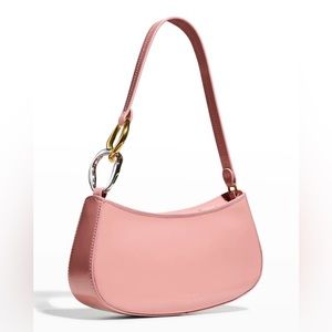 Staud Ollie Zip Leather Chain Shoulder Bag - Grapefruit Pink NWT